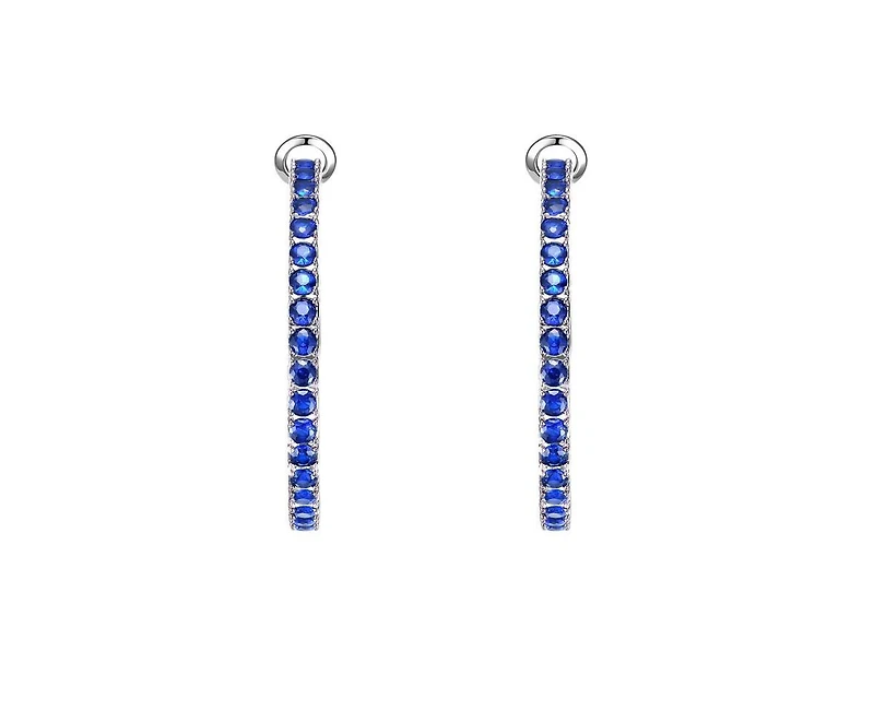 Rachel Glauber Chic White Gold Plated Cz Hinge Hoop Statement Earrings