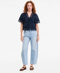 On 34th Women's Lace-Trim Button-Front Blouse, Macy's Exclusive