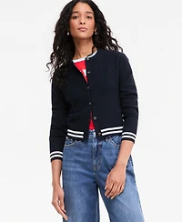On 34th Women's Tipped Cable Crewneck Cardigan, Macy's Exclusive