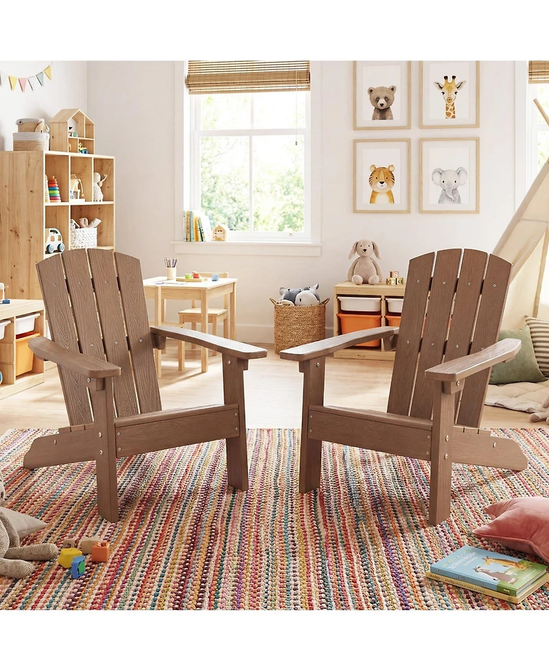 Gymax Piece Kid's Adirondack Chair All-Weather Hips Toddler Lawn w/ Ergonomic Design