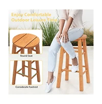 Boyel Living 24-Inch Outdoor Wood Bar Stools Set of 2 with Round Seat and Footrest