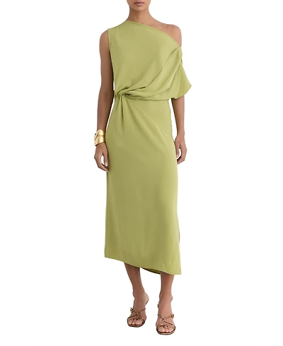 Reiss Women's Beth Asymmetric Tuck Detail Midi Dress