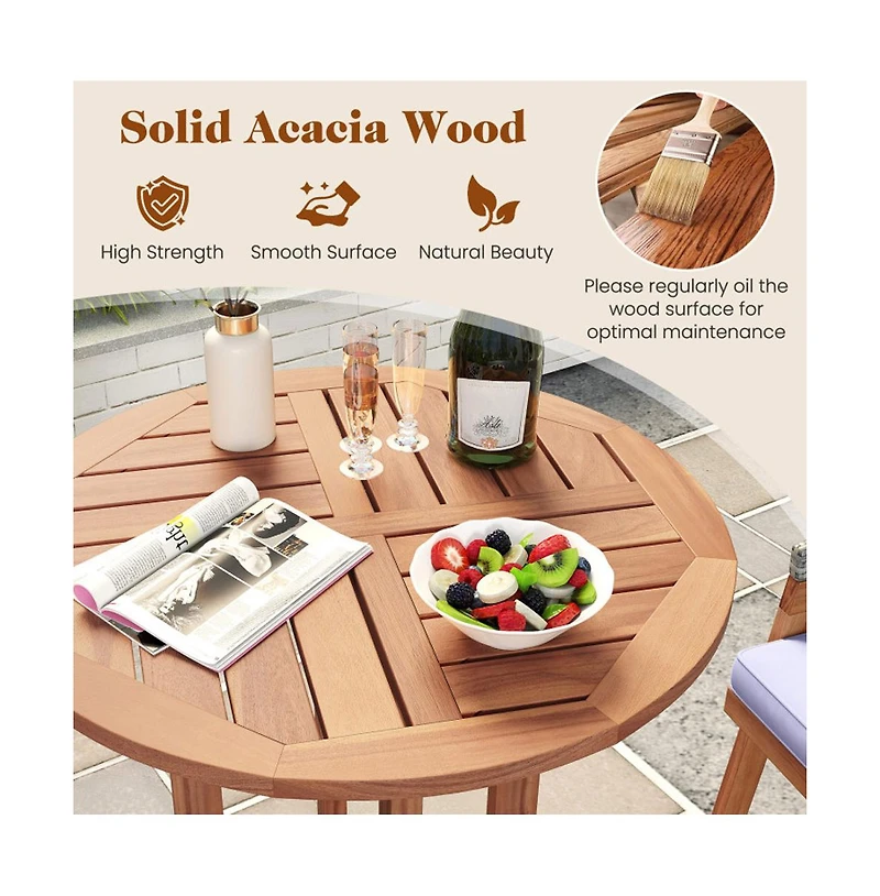 Boyel Living Outdoor Acacia Wood Bar Table with Slatted Table Top