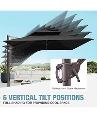 Pellebant Outdoor Patio Double Top 9X12Feet Aluminum Cantilever Umbrella With Rod Wheel Base