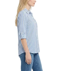 Ny Collection Petite 3/4 Sleeve Roll Tab Blouse