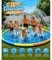 Aofar 157" Splash Pad Sprinkler Play Mat Dogs Pets Outdoor Foldable Summer