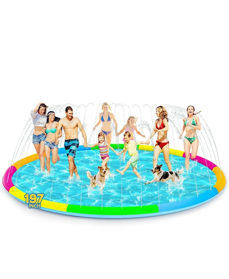 Aofar 197" Splash Pad Sprinkler Pool Mat for Dogs Adults Outdoor Play