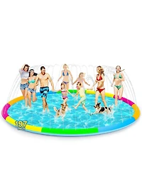 Aofar 197" Splash Pad Sprinkler Pool Mat for Dogs Adults Outdoor Play