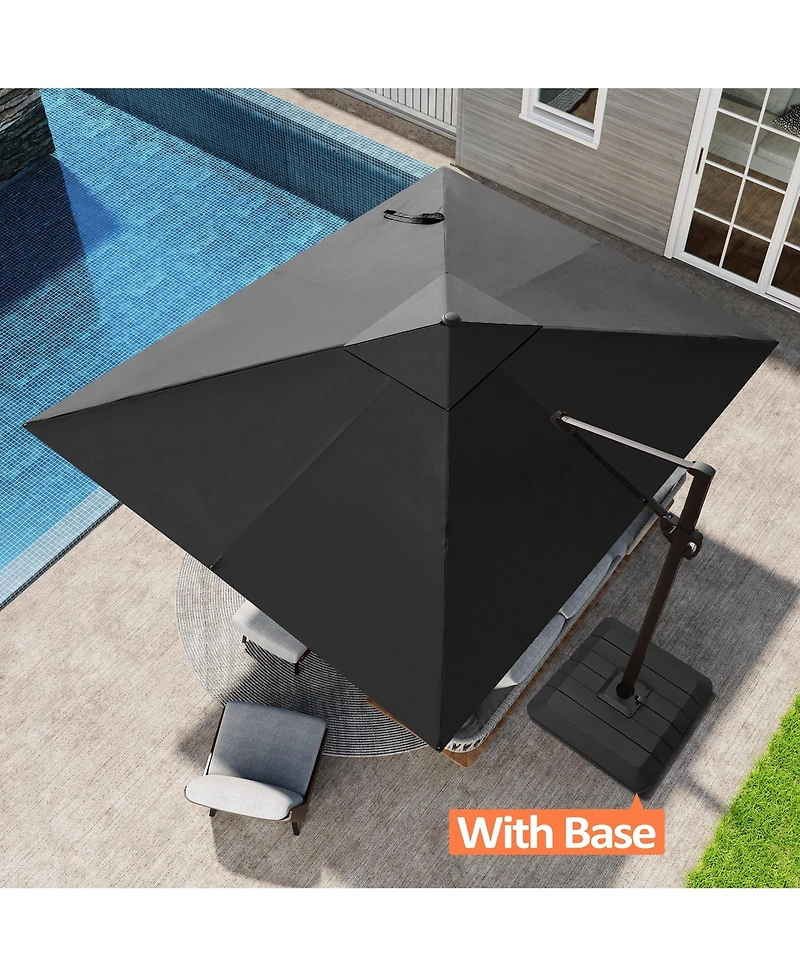 Pellebant Outdoor Patio 9X11Feet Aluminum Cantilever Umbrella with Base