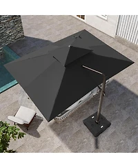 Pellebant Outdoor Patio 10X13Feet Aluminum Double Top Cantilever Umbrella with Wheel Base