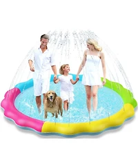 Aofar 75"Splash Pad Sprinkler Play Mat Outdoor Inflatable Pool Dog Nonslip