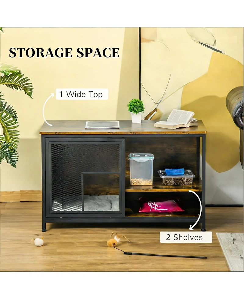 6thdruple Modern Cat House End Table, Pet Furniture with Cushion and Vent