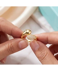 14K Gold Plated with Fine Cubic Zirconia Bypass Ring
