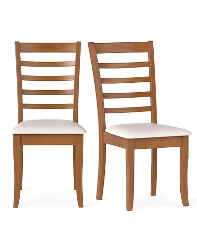 Costway Wooden Dining Chair Kitchen with Rubber Wood Legs and Slatted Backrest
