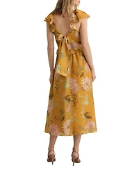 Reiss Women's Floral-Print Frill-Trim Midi Dress