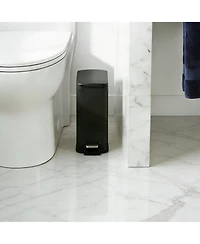 Mega Casa 1.6 Gallon Stainless Steel Slim Bathroom Trash Can with Lid, Small Garbage Can, Black