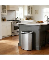 Mega Casa 13 Gal /50 Liter Stainless Steel Motion Sensor Silent Soft-Close Lid Trash Can for Kitchen, Office