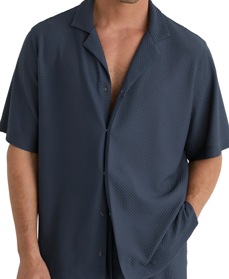 Reiss Men's Samson Textured Cuban Shirt