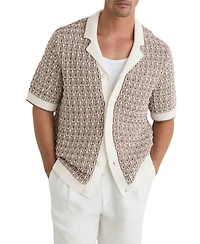 Reiss Men's Penn Button Through Jacquard Textured Shirt