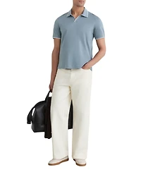 Reiss Men's Nico Airwater Cotton Tipped Open Collar Polo Shirt
