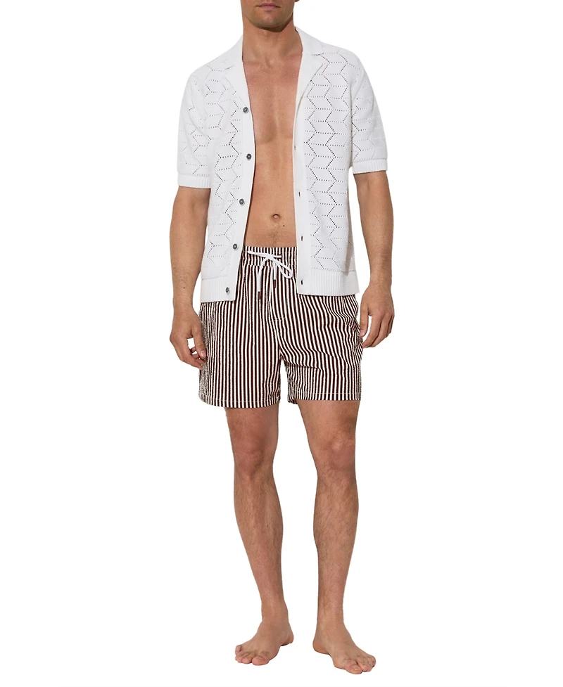 Reiss Men's Bay Drawstring Seersucker Stripe Swim Shorts