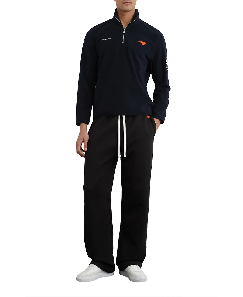 Reiss Men's Meros Half Zip Mclaren Embroidered Fleece Polo Shirt