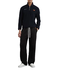 Reiss Men's Meros Half Zip Mclaren Embroidered Fleece Polo Shirt