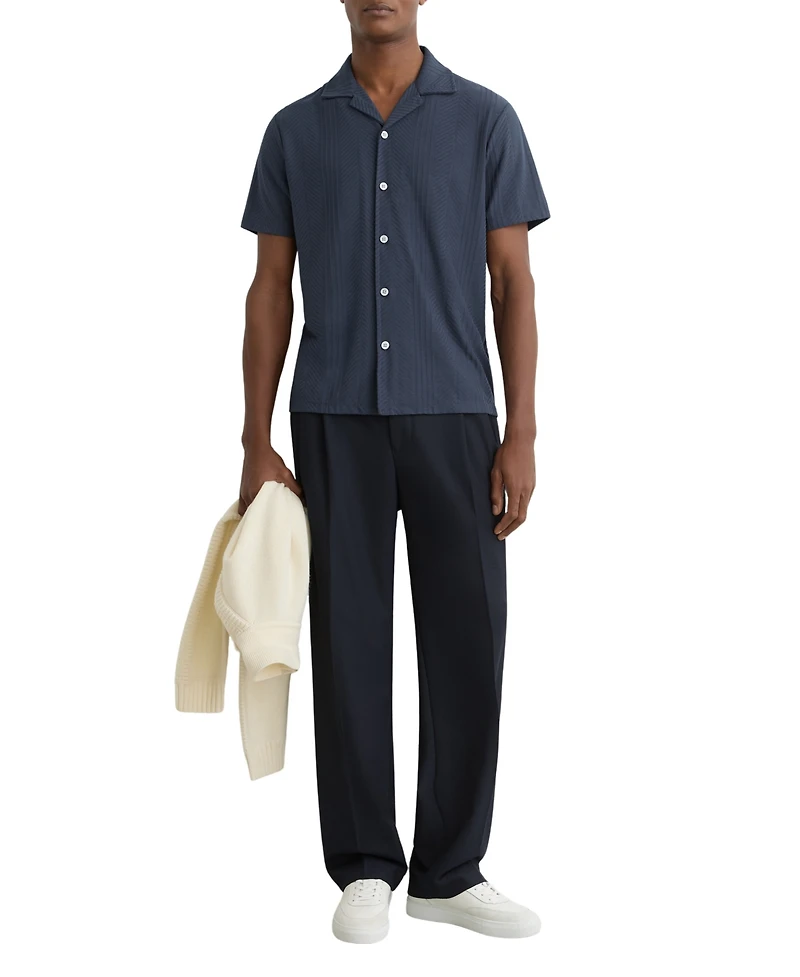 Reiss Men's Frederick Jacquard Cuban Shirt