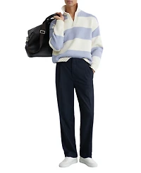 Reiss Men's Winger Open Collar Block Stripe Rugby Jumper