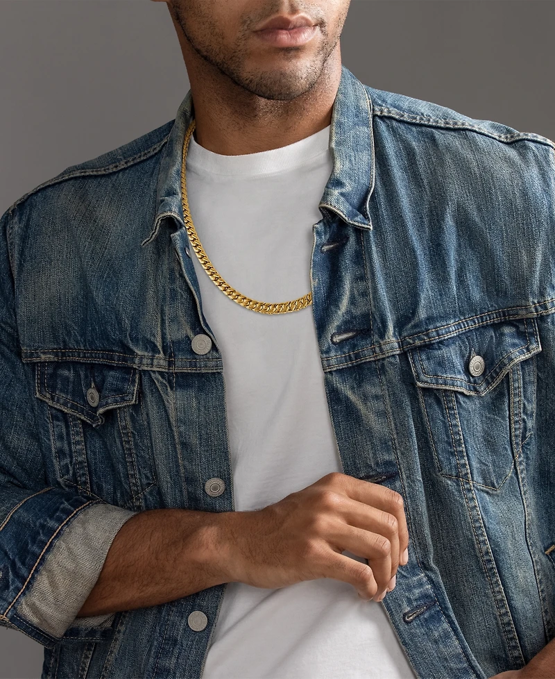 Esquire Men's Jewelry Polished Double Layer Chain Necklace in Yellow-Plated Stainless Steel