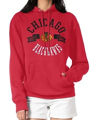 G-iii 4Her by Carl Banks Women's Red Chicago Blackhawks City Graphic Fleece Pullover Hoodie