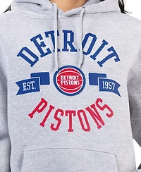 G-iii 4Her by Carl Banks Women's Heather Gray Detroit Pistons City Pullover Hoodie