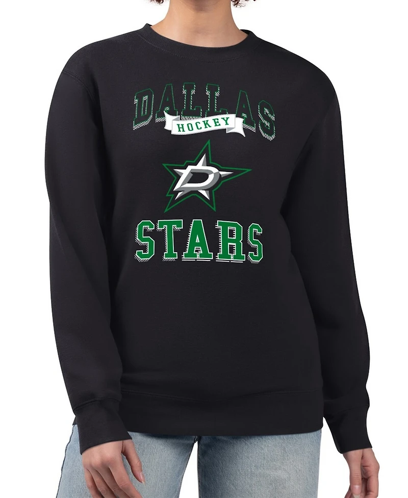 G-iii 4Her by Carl Banks Women's Black Dallas Stars Team Logo Tri-Blend Fleece Pullover Sweatshirt
