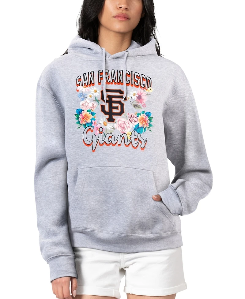 G-iii 4Her by Carl Banks Women's Heather Gray San Francisco Giants Flowers Graphic Pullover Hoodie