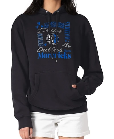 G-iii 4Her By Carl Banks Women's Black Dallas Mavericks Team Collage Graphic Fleece Pullover Hoodie
