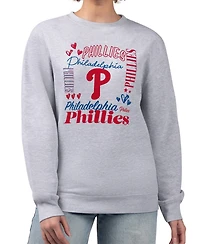 G-iii 4Her by Carl Banks Women's Heather Gray Philadelphia Phillies Collage Team Graphic Fleece Pullover Hoodie