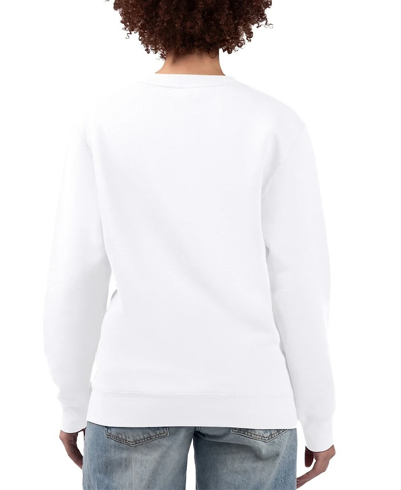 G-iii 4Her by Carl Banks Women's White Chicago Cubs Team Logo Fleece Pullover Sweatshirt