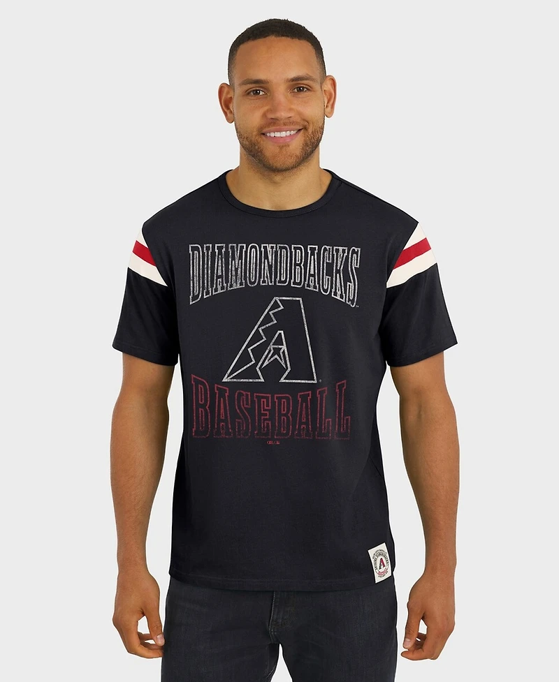 Darius Rucker Collection By Fanatics Men's Black Arizona Diamondbacks Distressed Sleeve Stripe T-Shirt