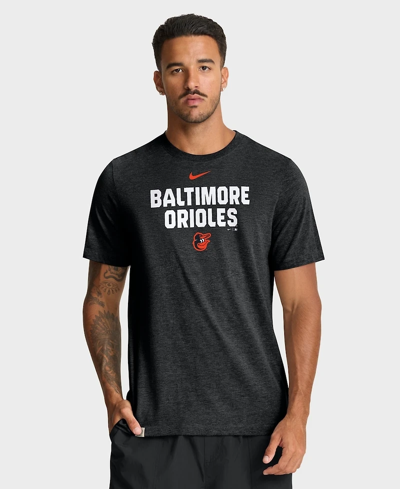 Nike Men's Heather Black Baltimore Orioles Stacked Tri-Blend T-Shirt