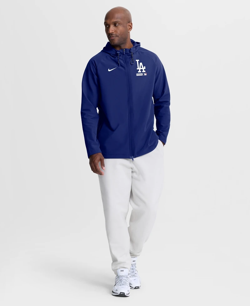 Nike Men's Royal Los Angeles Dodgers Authentic Collection Raglan Therma-fit Full-Zip Hooded Jacket