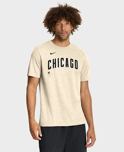 Nike Men's Natural Chicago Cubs Wordmark Tri-Blend T-Shirt