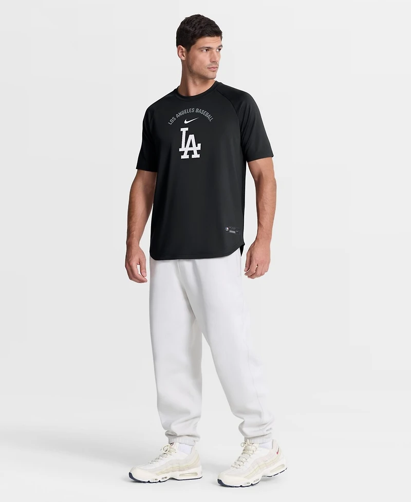 Nike Men's Black Los Angeles Dodgers Authentic Collection Batting Practice Pre-Game Raglan Dri-fit T-Shirt