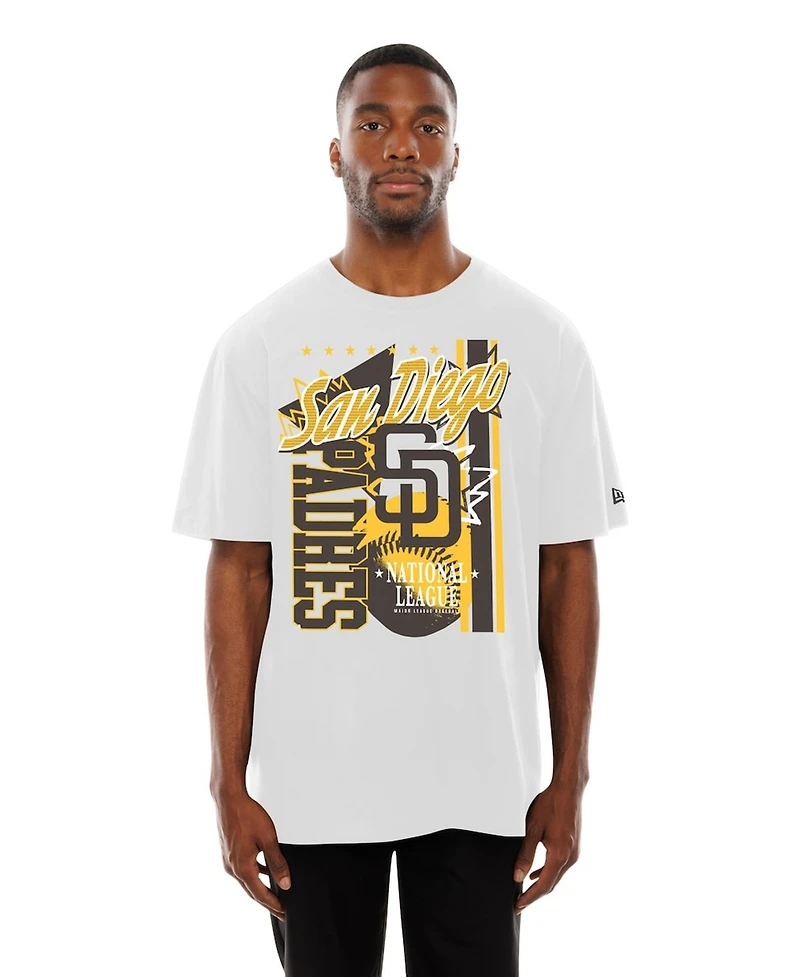 New Era Men's White San Diego Padres Big Graphic Domestic T-Shirt