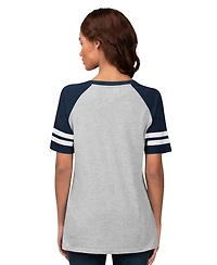 G-iii 4Her By Carl Banks Women's Heather Gray New York Yankees Goal Line Raglan V-Neck T-Shirt