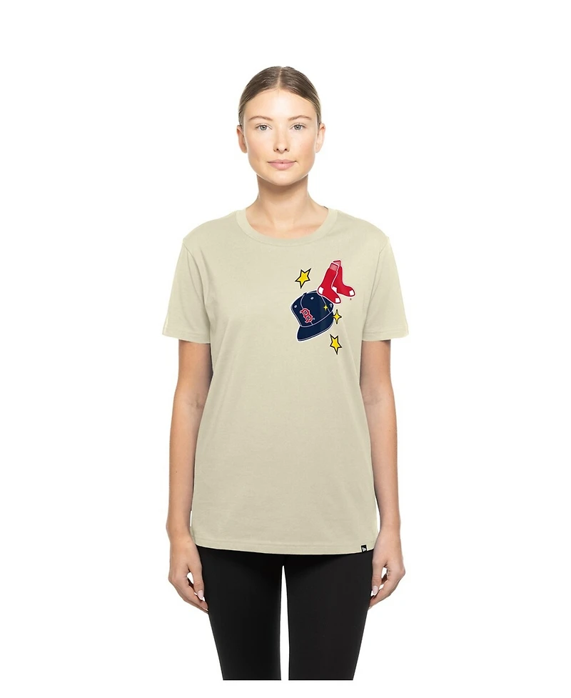 New Era Women's Cream Boston Red Sox Stars Cap T-Shirt