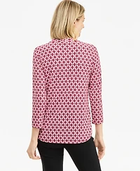Jm Collection Women's Printed 3/4 Sleeve V-Neck Knit Top, Macy's Exclusive