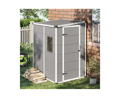 Erommy 5X4 Ft Outdoor Storage Shed, Weather-Resistant Shed With Double Doors and Built-In Floor, Sloped Roof Outdoor Shed