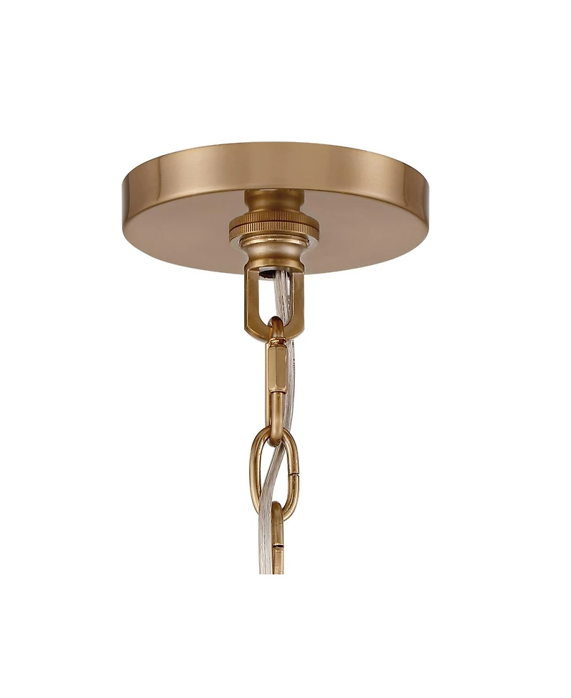 Franklin Iron Works Marinec 42inch Wide Soft Gold 8-Light Chandelier with Wicker Shades