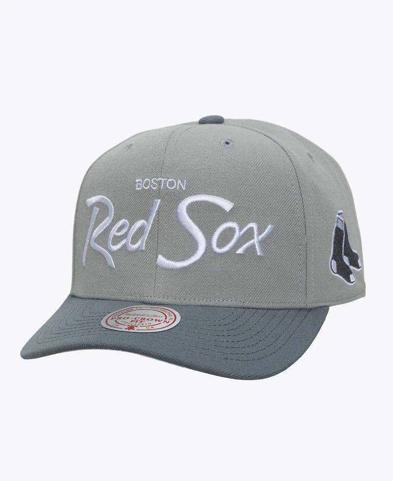 Mitchell & Ness Men's Gray Boston Red Sox Thunderstorm Head Coach Pro-Crown Adjustable Hat