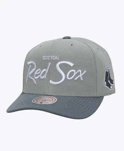 Mitchell & Ness Men's Gray Boston Red Sox Thunderstorm Head Coach Pro-Crown Adjustable Hat